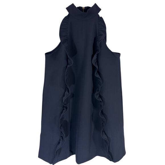 NWT Ted Baker Torriya Navy Blue Ruffle Halterneck Dress Tunic Sz 4 Sleeveless - Picture 4 of 13
